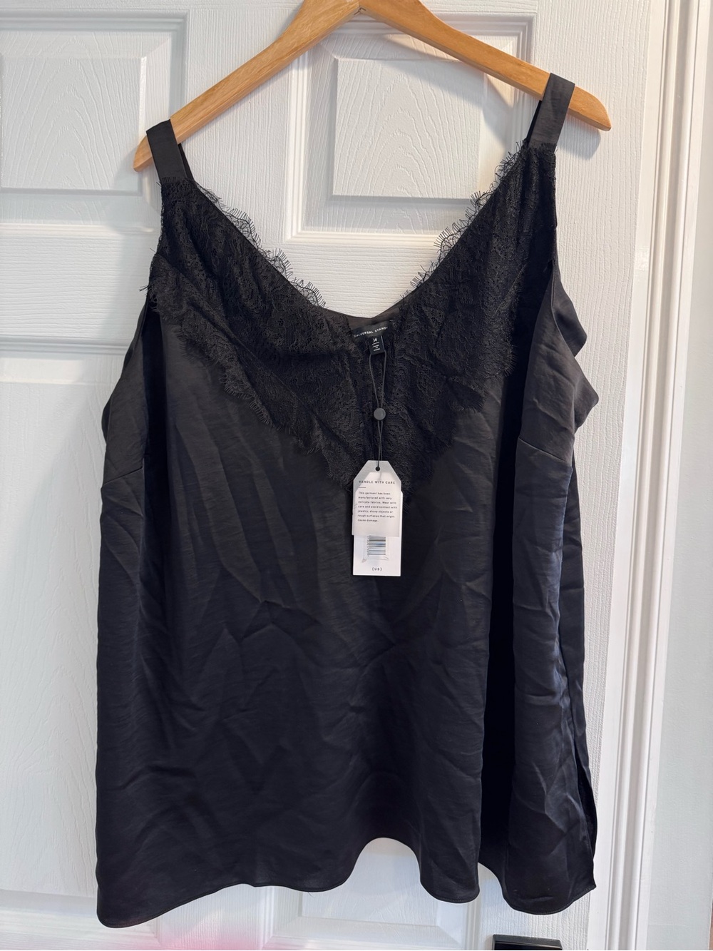 NWT Universal Standard Black Lace Trim Satin Camisole